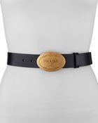 Prada Leather Logo Belt - Lyst