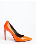 Saint Laurent Neon Orange Patent Leather Pointed Toe Pumps - Lyst