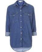 Topshop Moto Denim Oversized Shirt - Lyst