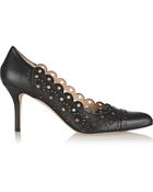 Oscar de la Renta Parisienne Perforated Leather Pumps - Lyst