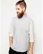 Asos Shirt In Long Sleeve With Contrast Stripe Sleeve - Lyst