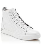 Diesel Quilted Leather High-Top Sneakers - Lyst