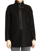 Fay Coat Cloth With Leather Details 1 Hook In Over Fit - Lyst