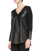 Lafayette 148 New York Shae Silk Neotech-Front Blouse - Lyst