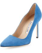 Manolo Blahnik Bb Suede Point-Toe Pump - Lyst