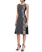 Oscar de la Renta Sleeveless Heart-Print Dress With Pleats - Lyst
