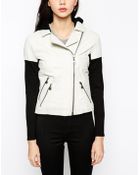 Doma Leather Jacket With Knitted Sleeves And Detachable Hood - Lyst