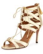 Aquazzura Beverly Hills Metallic Lace-Up Sandal - Lyst