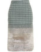 No 21 Checked Shearling Skirt - Lyst