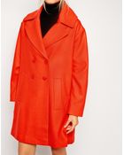 Asos Double Breasted Coat With Split Hem - Lyst