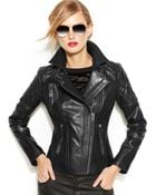 Michael Kors Michael Leather Moto Jacket - Lyst