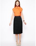 Asos Midi Skirt In Pleated Lace - Lyst