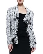 Donna Karan New York Tweed Cascade Cardigan with Fringe - Lyst