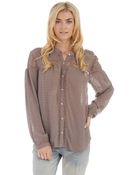 Free People Crocheted Long Sleeved Blouse - Lyst