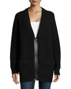 Michael Kors Cashmere Shaker-Knit Zip Cardigan - Lyst