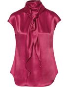 Oscar de la Renta Draped Silk Top - Lyst