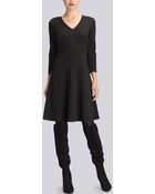 Natori Ponte Long Sleeve Vneck Dress - Lyst