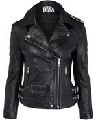 Oak Black Leather Biker Jacket - Lyst
