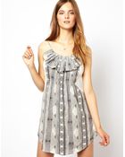 By Zoé Printed Mini Dress With Ruffle Front - Lyst