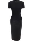 Alexander McQueen Leather Cross Slit Pencil Dress - Lyst