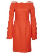 Honor Silk Wool Open Sleeve Fitted Dress - Lyst