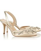 Oscar de la Renta Conchetta Embellished Satin Slingback Pumps - Lyst