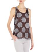 Vera Wang Printed Woven Tank - Lyst