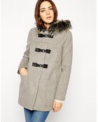 Asos Premium Duffle Coat With Faux Fur Hood - Lyst