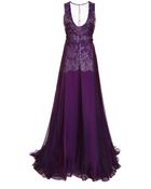 Honor Iridescent Chiffon Scoop Neck Gown - Lyst
