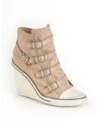 Ash Thelma Leather Buckle Wedge Sneakers - Lyst