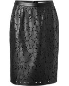 Burberry London Leather Laser Cut Pencil Skirt - Lyst