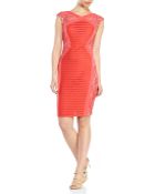 Jax Coral Lace Trim Cap Sleeve Dress - Lyst