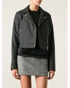 T By Alexander Wang Cropped Biker Jacket - Lyst