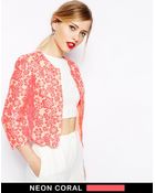 Asos Blazer With Scallop Hem In Floral Jacquard - Lyst