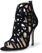 Oscar de la Renta Joyce Suede Laser-Cut Booties - Lyst