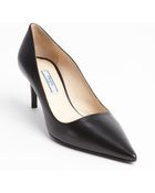 Prada Black Leather Pointed Toe Pumps - Lyst