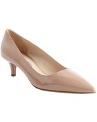 Prada Nude Patent Leather Kitten Heel Pumps - Lyst
