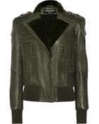 Balmain Shearling-Trimmed Leather Jacket - Lyst