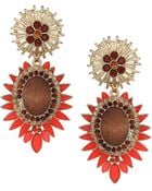 Topshop Wood and Red Stone Drop Earrings Red - Lyst