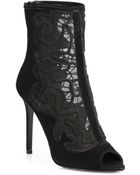 Nicholas Kirkwood Embroidered Suede Peep-Toe Booties - Lyst