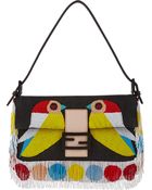 Fendi Fringed Embroidered Baguette Shoulder Bag - Lyst