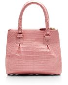 Nancy Gonzalez Mini Pink Crocodile Double Top Handle Handbag - Lyst