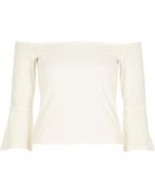 River Island Cream Fluted Long Sleeve Bardot Top - Lyst