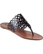 Tory Burch Davy Thong Sandal Black Patent - Lyst