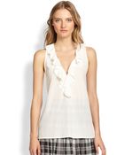 Joie Rissa Silk Sleeveless Ruffled Blouse - Lyst