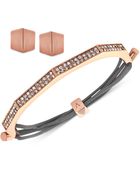 Vince Camuto Rose Gold-Tone Crystal Pavé Leather Bracelet And Stud Set - Lyst