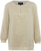 A.P.C. Gold Evening Metallic Keyhole Blouse - Lyst