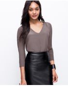Ann Taylor Petite Faux Leather Trim Silk Tunic - Lyst