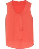 L'Agence Pussy-Bow Silk Crepe De Chine Top - Lyst