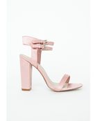 Missguided Kylie Cut Out Heeled Sandals Blush Satin - Lyst